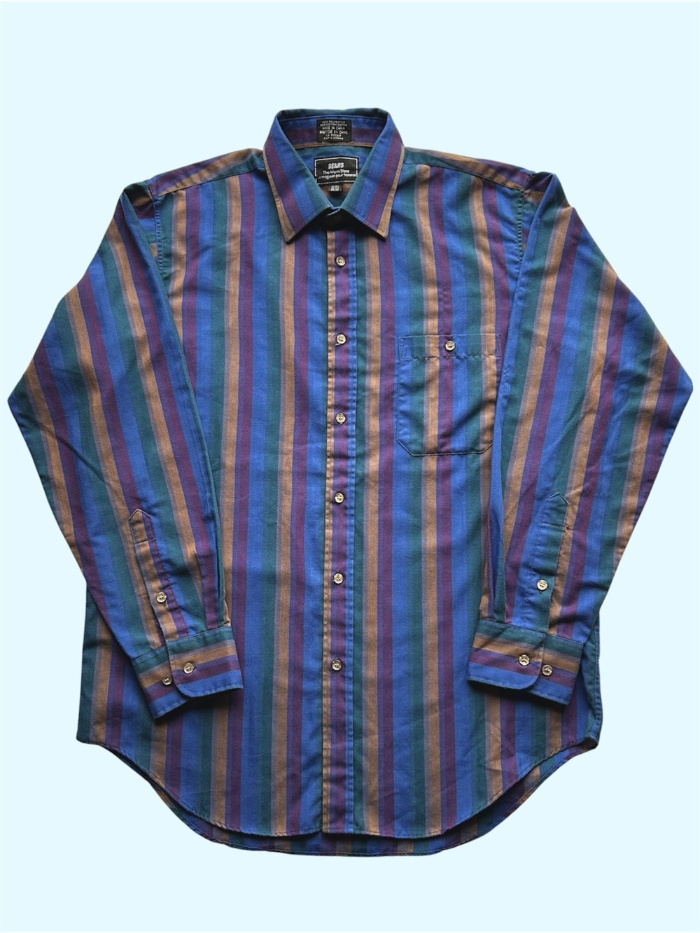 Vintage 90s Sears Men’s Store Long Sleeve Button Down Vertical Stripe Medium